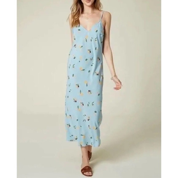 O'Neill Izzy Floral Flowers Baby Blue Midi Dress Size Small - Picture 4 of 16